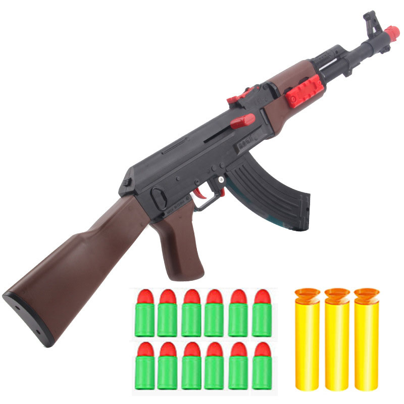 플라스틱 수동 AK47 거품 고무 공 총알 장난감 소총 총 블래스터, 에어소프트 무기 장난감, 어린이 소년 선물
